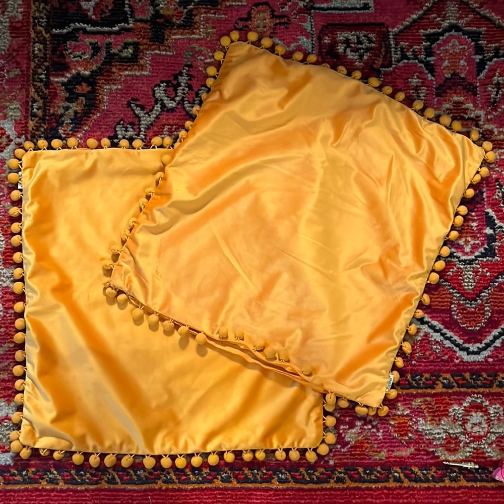 SET OF 2 - Golden Yellow Velvet Pillow Covers